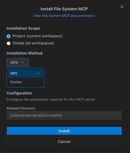Modes tab showing available modes
